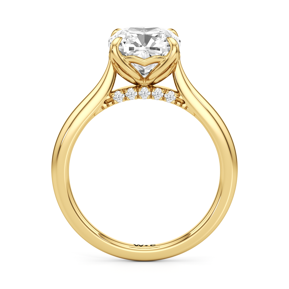 The Tulip Whisper Ring with Cushion Cut Diamond in 14KT Yellow Gold view 4
