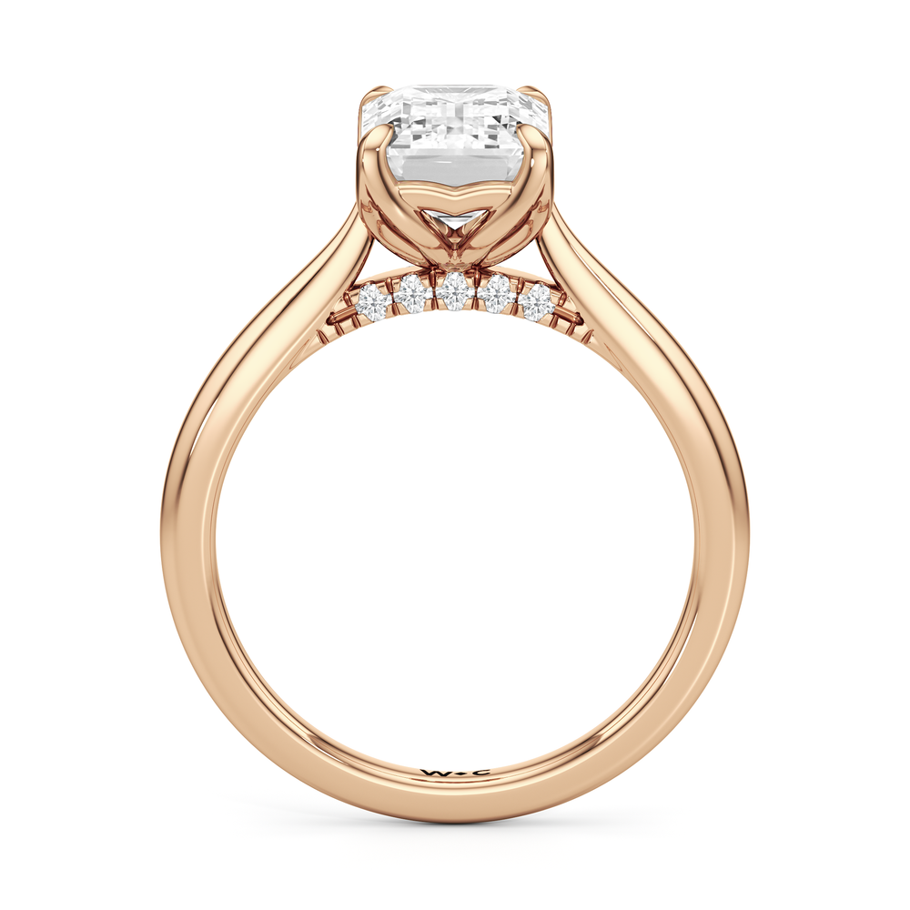 The Tulip Whisper Ring with Emerald Cut Diamond in 14KT Rose Gold view 4
