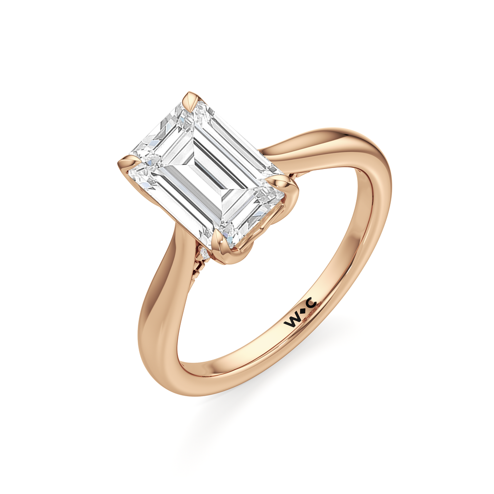 The Tulip Whisper Ring with Emerald Cut Diamond in 14KT Rose Gold view 5
