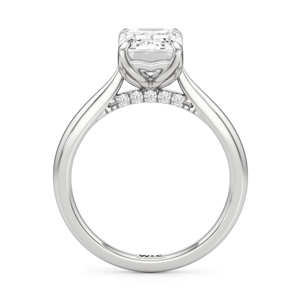 The Tulip Whisper Ring with Emerald Cut Diamond in 14KT Platinum view 4
