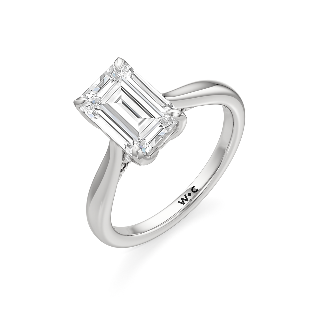The Tulip Whisper Ring with Emerald Cut Diamond in 14KT Platinum view 5
