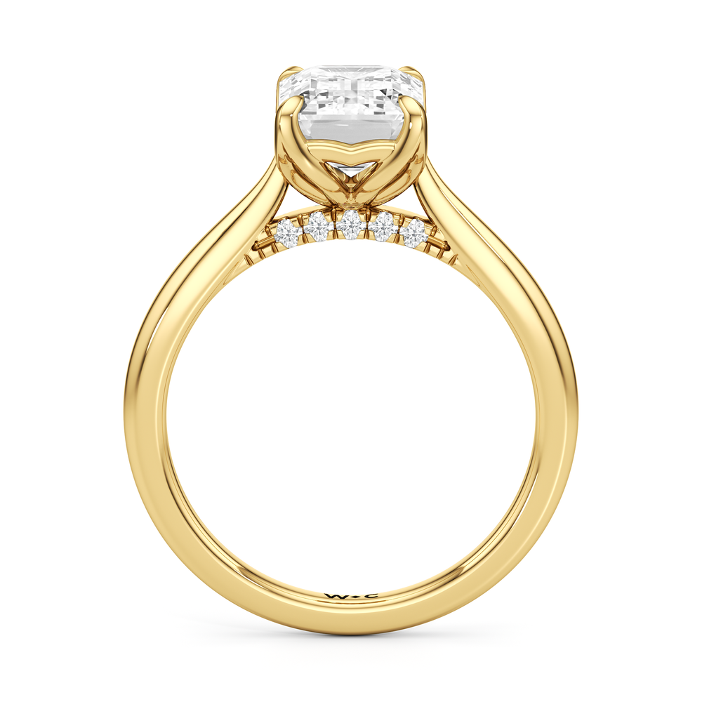 The Tulip Whisper Ring with Emerald Cut Diamond in 14KT Yellow Gold view 4
