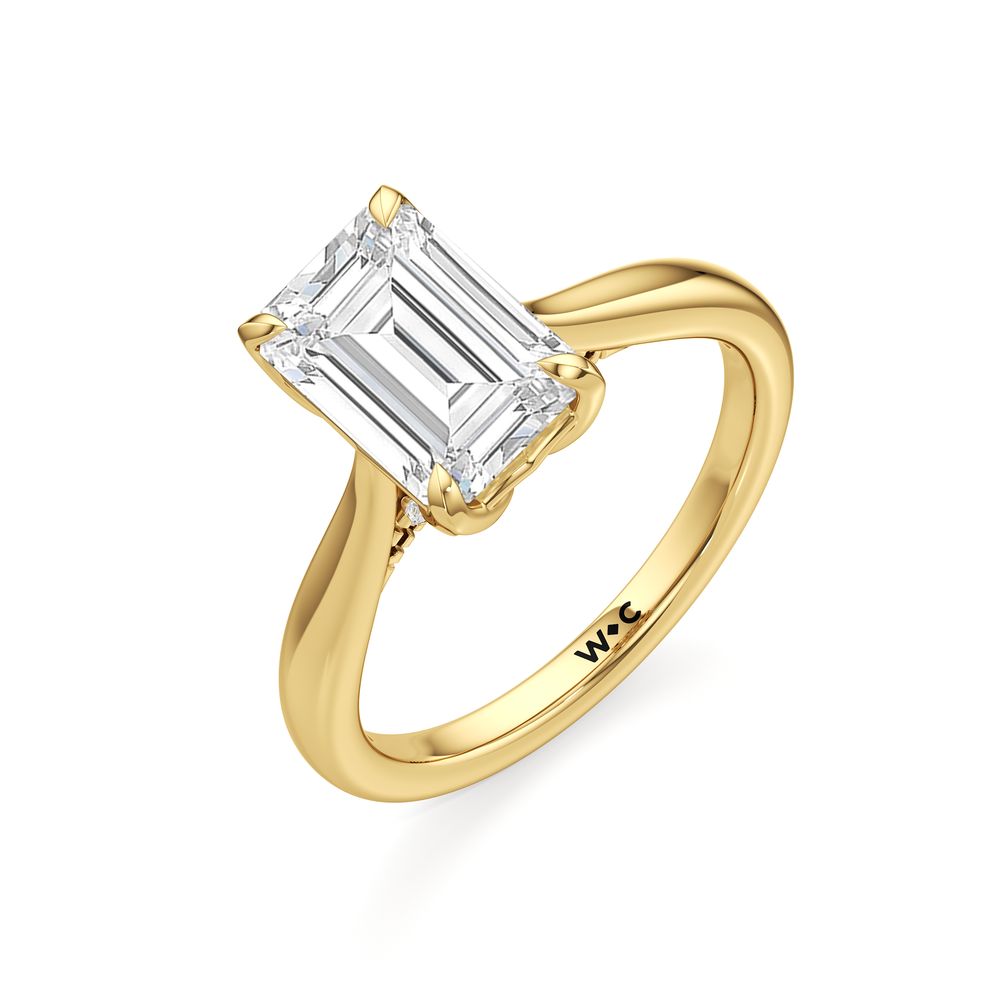 The Tulip Whisper Ring with Emerald Cut Diamond in 14KT Yellow Gold view 5
