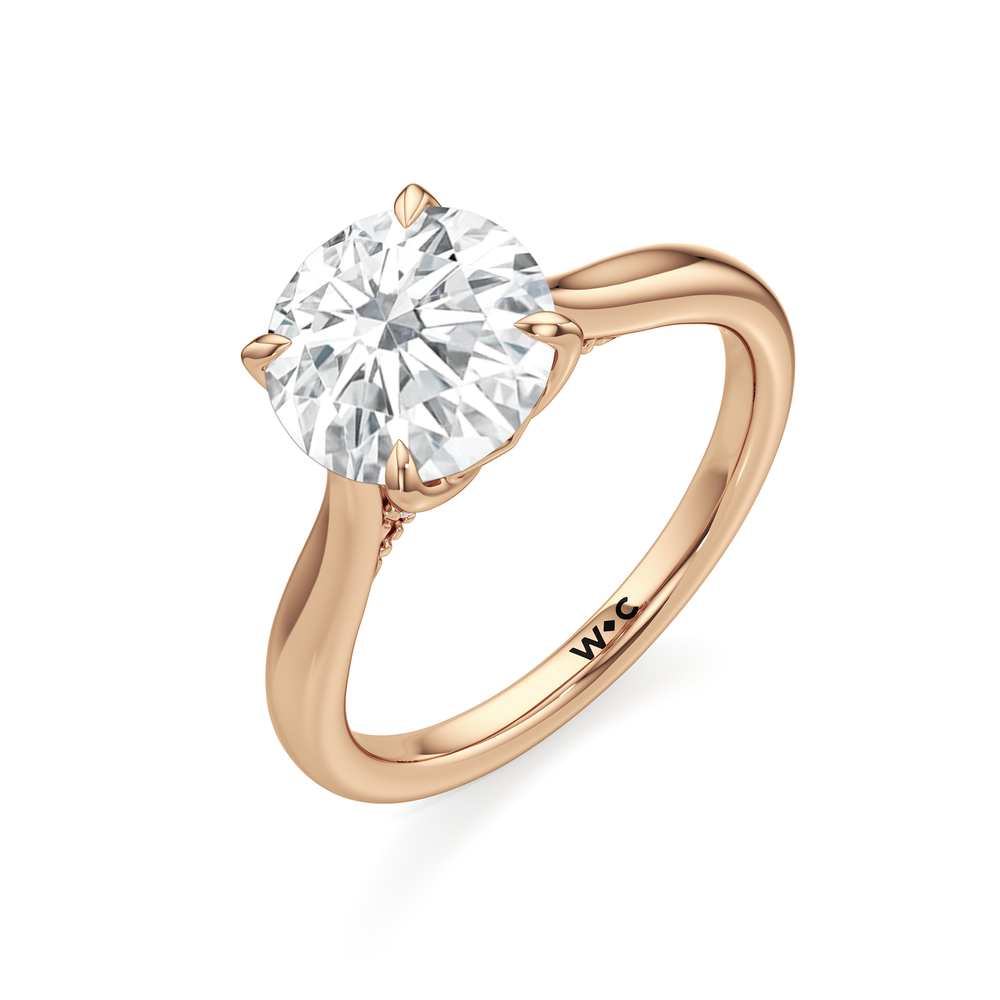 The Tulip Whisper Ring with Round Cut Diamond in 14KT Rose Gold view 5
