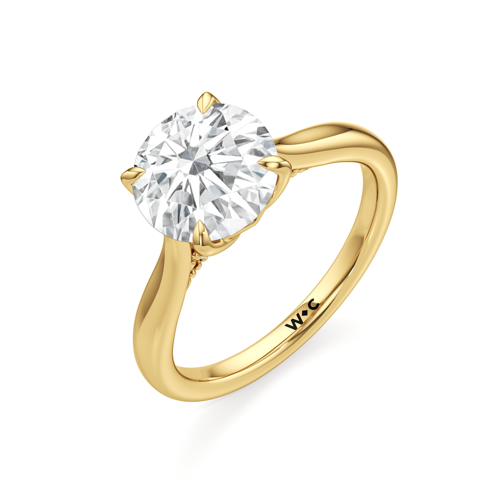 The Tulip Whisper Ring with Round Cut Diamond in 14KT Yellow Gold view 5
