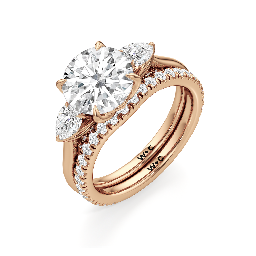 The Tulip Trilogy Ring with Round Cut Diamond in 14KT Rose Gold view 5
