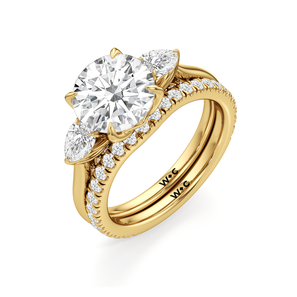 The Tulip Trilogy Ring with Round Cut Diamond in 14KT Yellow Gold view 5
