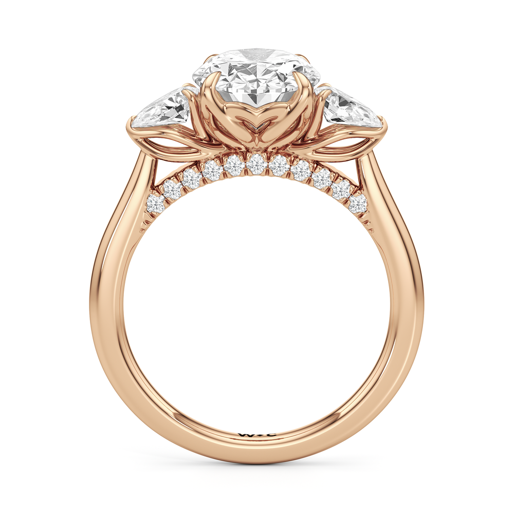 The Tulip Trilogy Ring with Oval Cut Diamond in 14KT Rose Gold view 3
