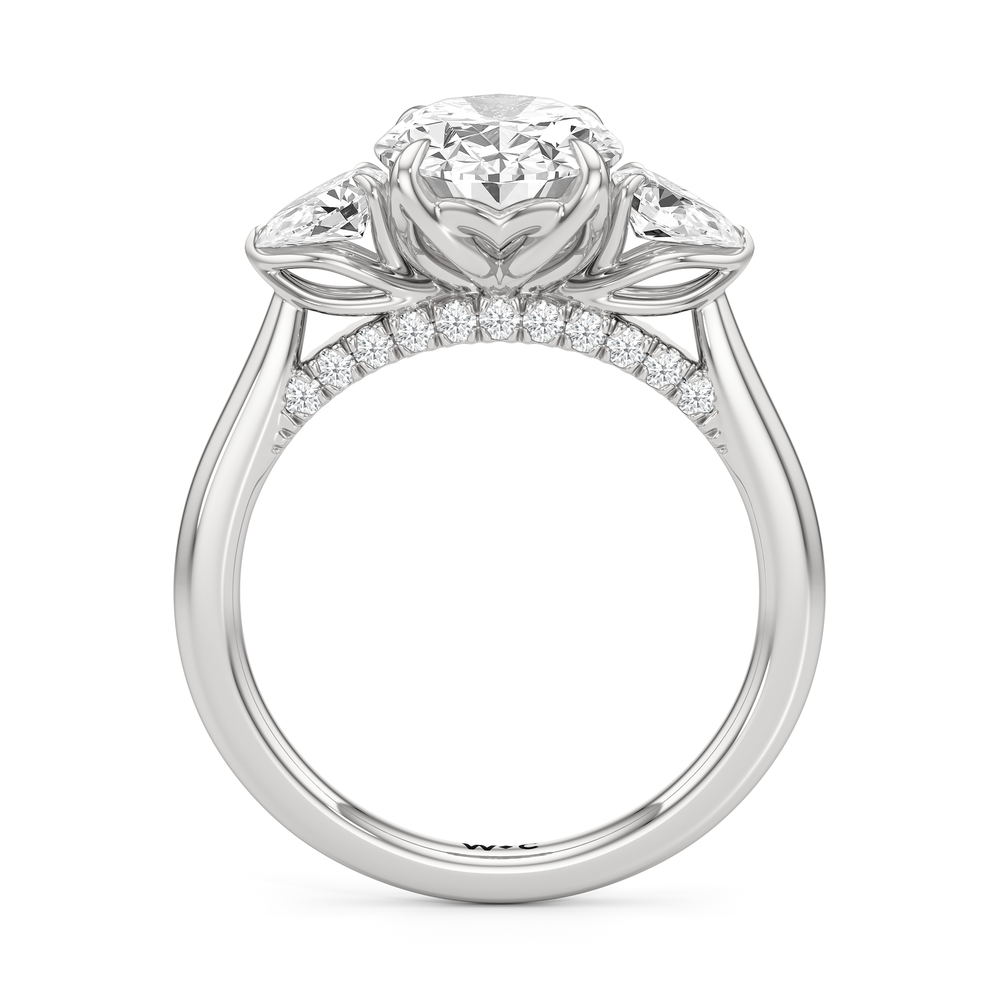 The Tulip Trilogy Ring with Oval Cut Diamond in 14KT Platinum view 3
