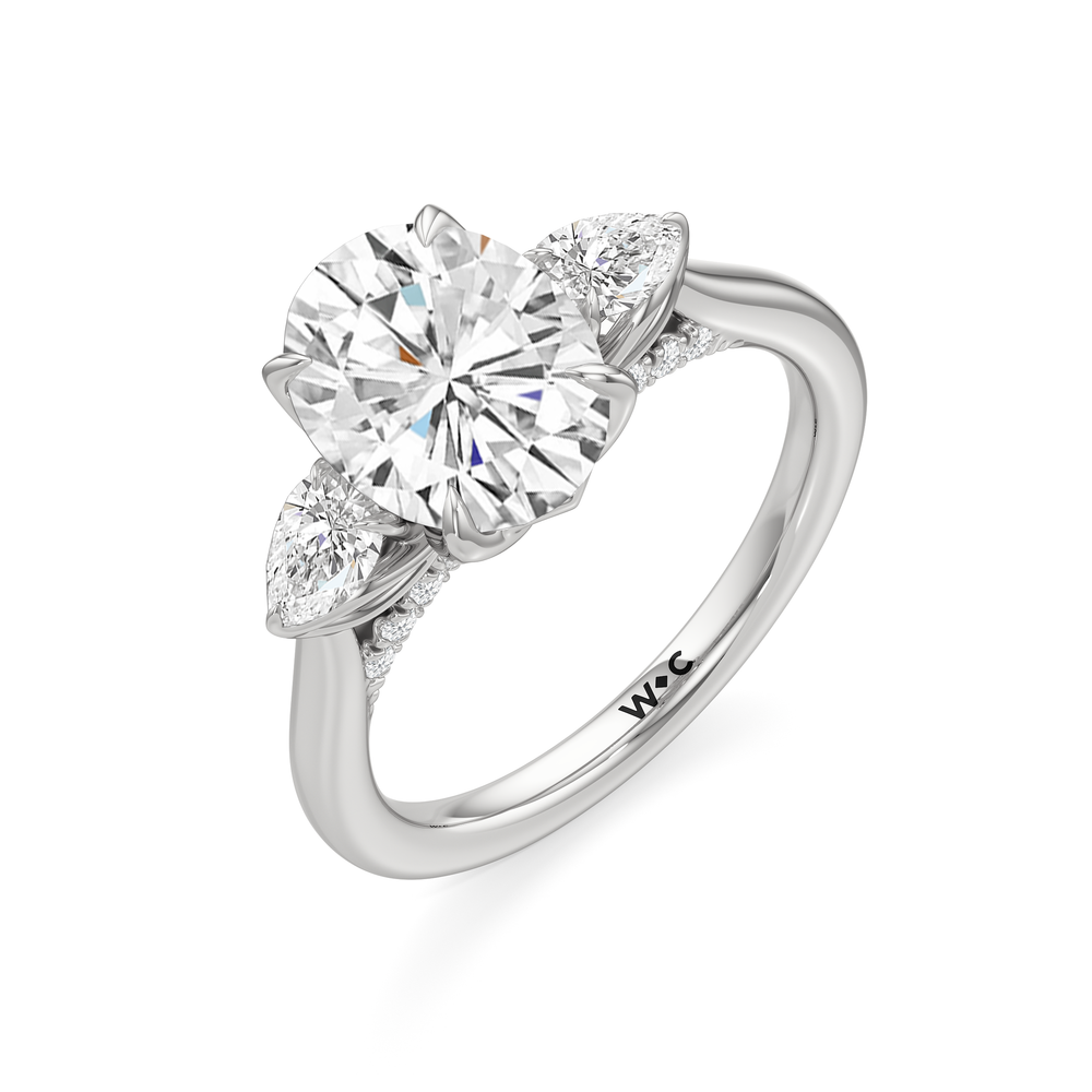The Tulip Trilogy Ring with Oval Cut Diamond in 14KT Platinum view 4
