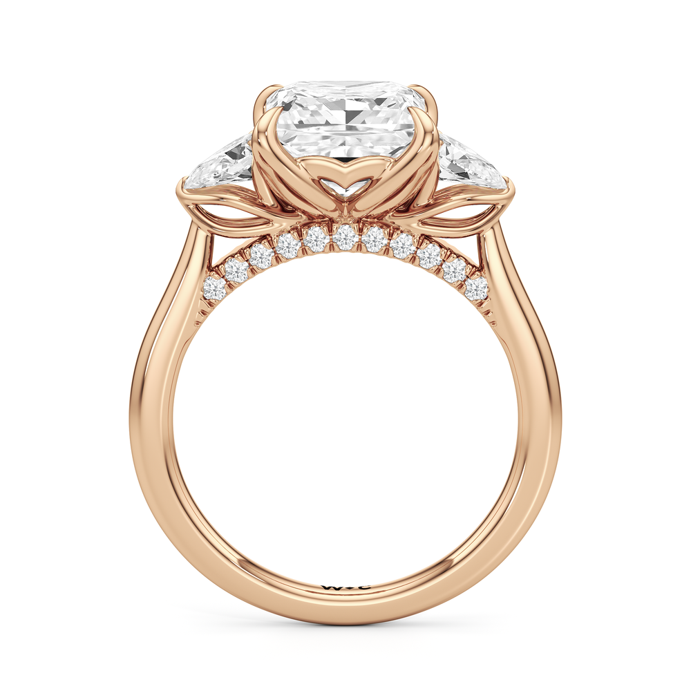 The Tulip Trilogy Ring with Princess Cut Diamond in 14KT Rose Gold view 3
