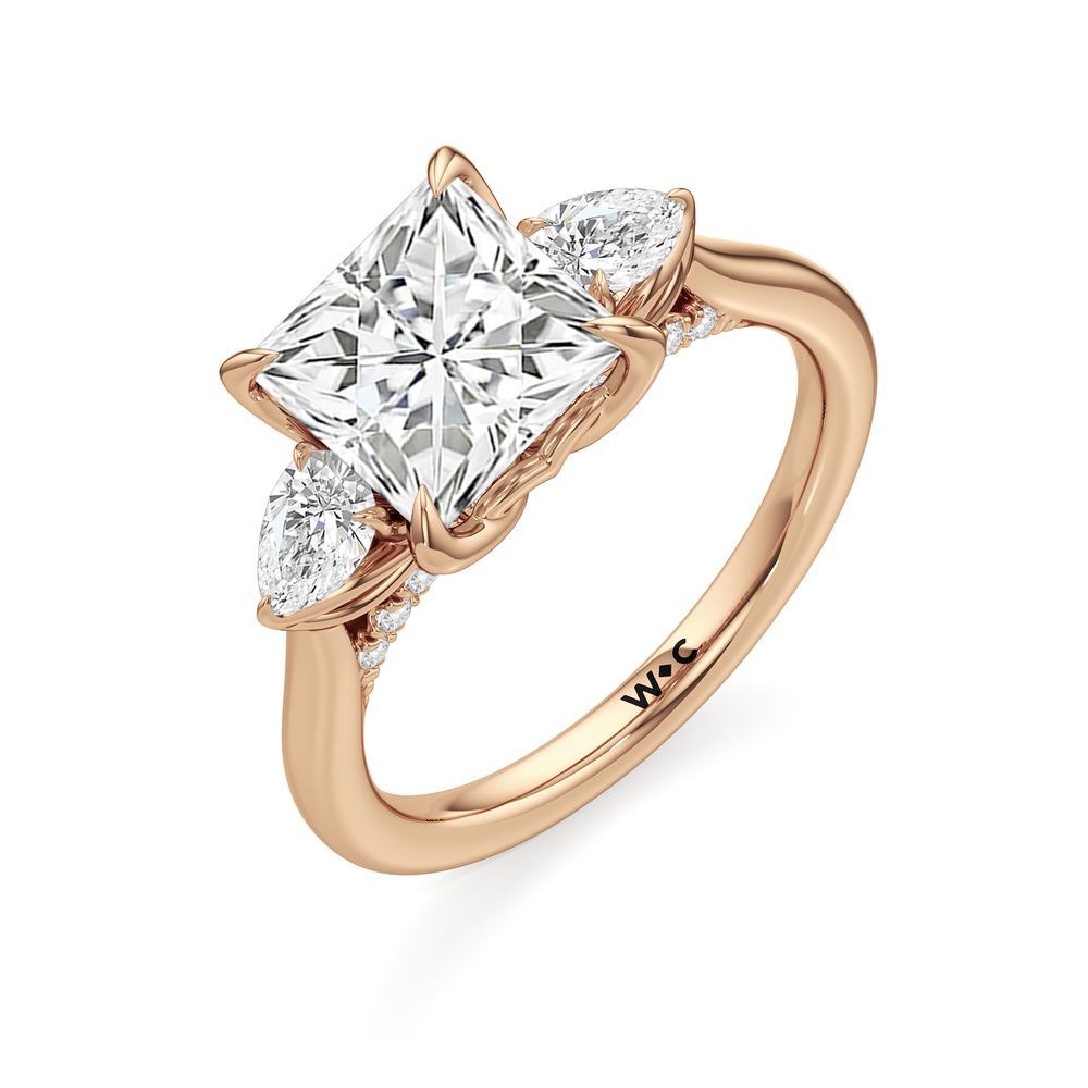 The Tulip Trilogy Ring with Princess Cut Diamond in 14KT Rose Gold view 4
