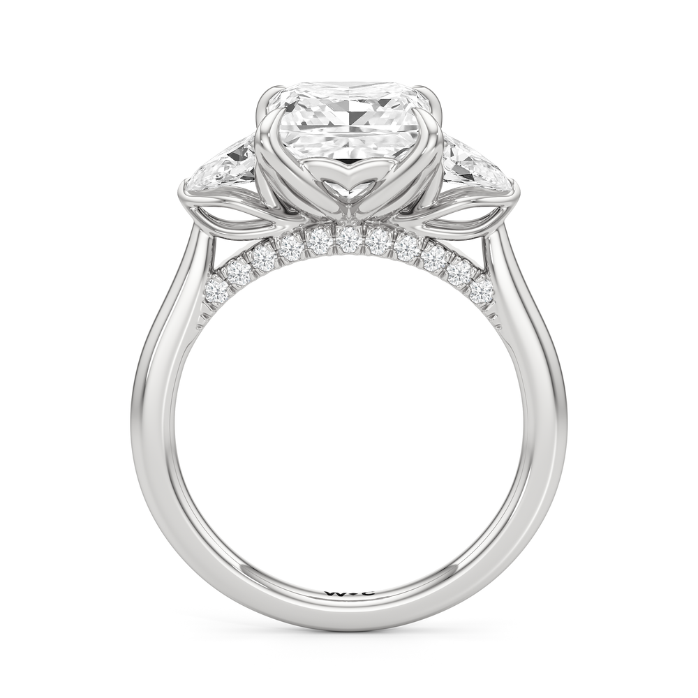 The Tulip Trilogy Ring with Princess Cut Diamond in 14KT Platinum view 3
