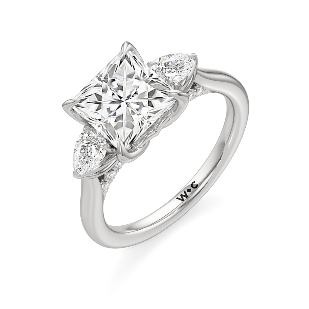 The Tulip Trilogy Ring with Princess Cut Diamond in 14KT Platinum view 4
