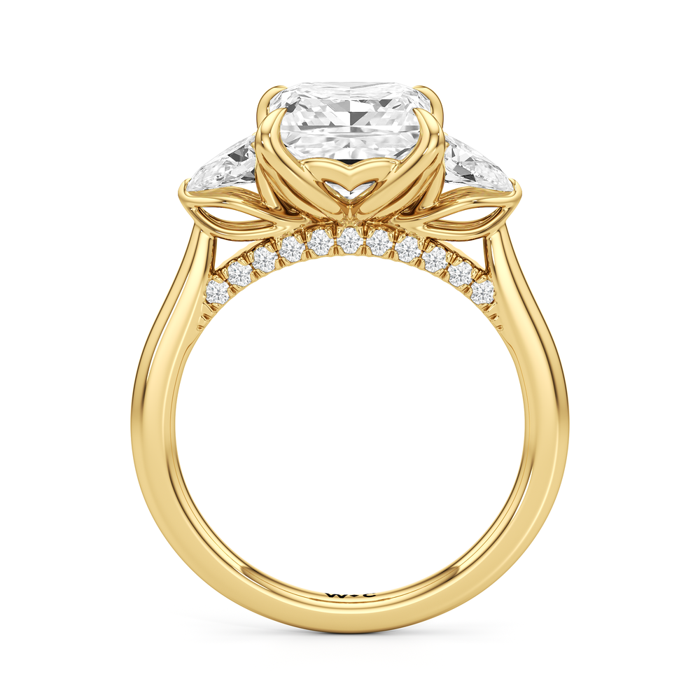The Tulip Trilogy Ring with Princess Cut Diamond in 14KT Yellow Gold view 3
