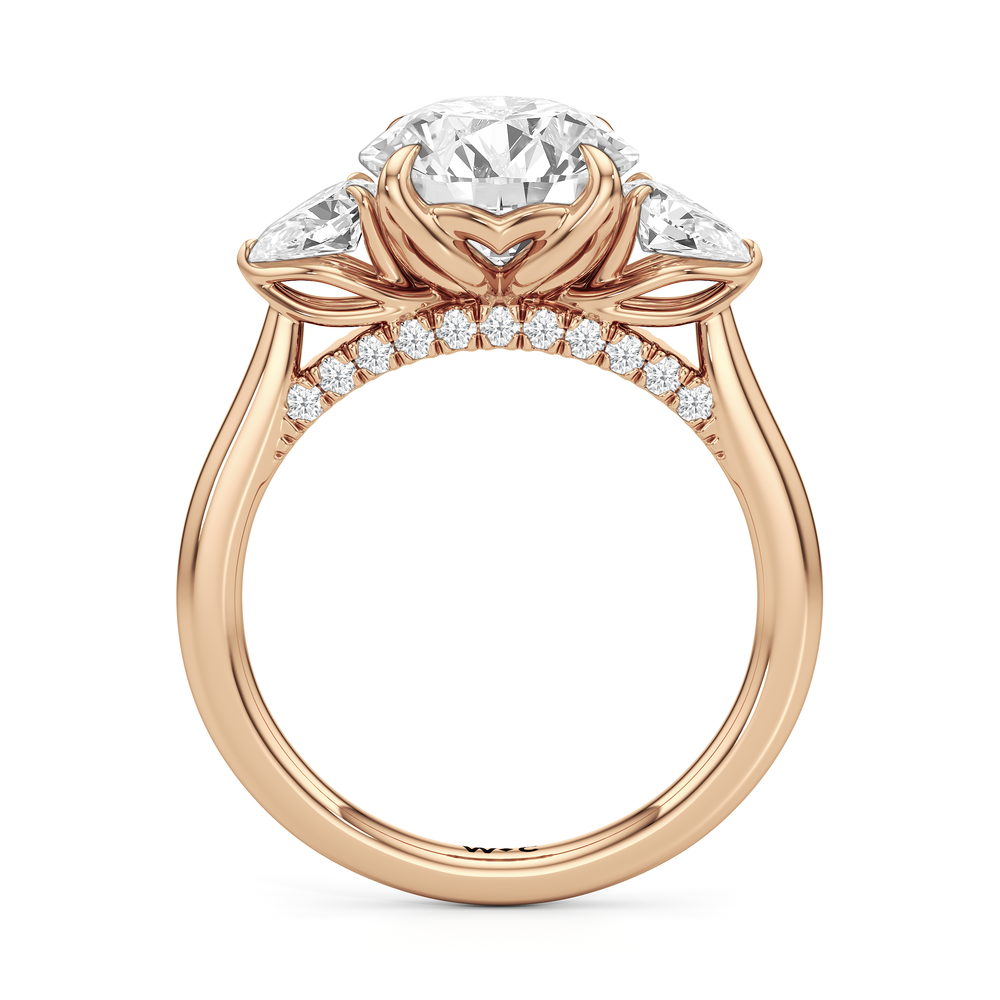 The Tulip Trilogy Ring with Round Cut Diamond in 14KT Rose Gold view 3
