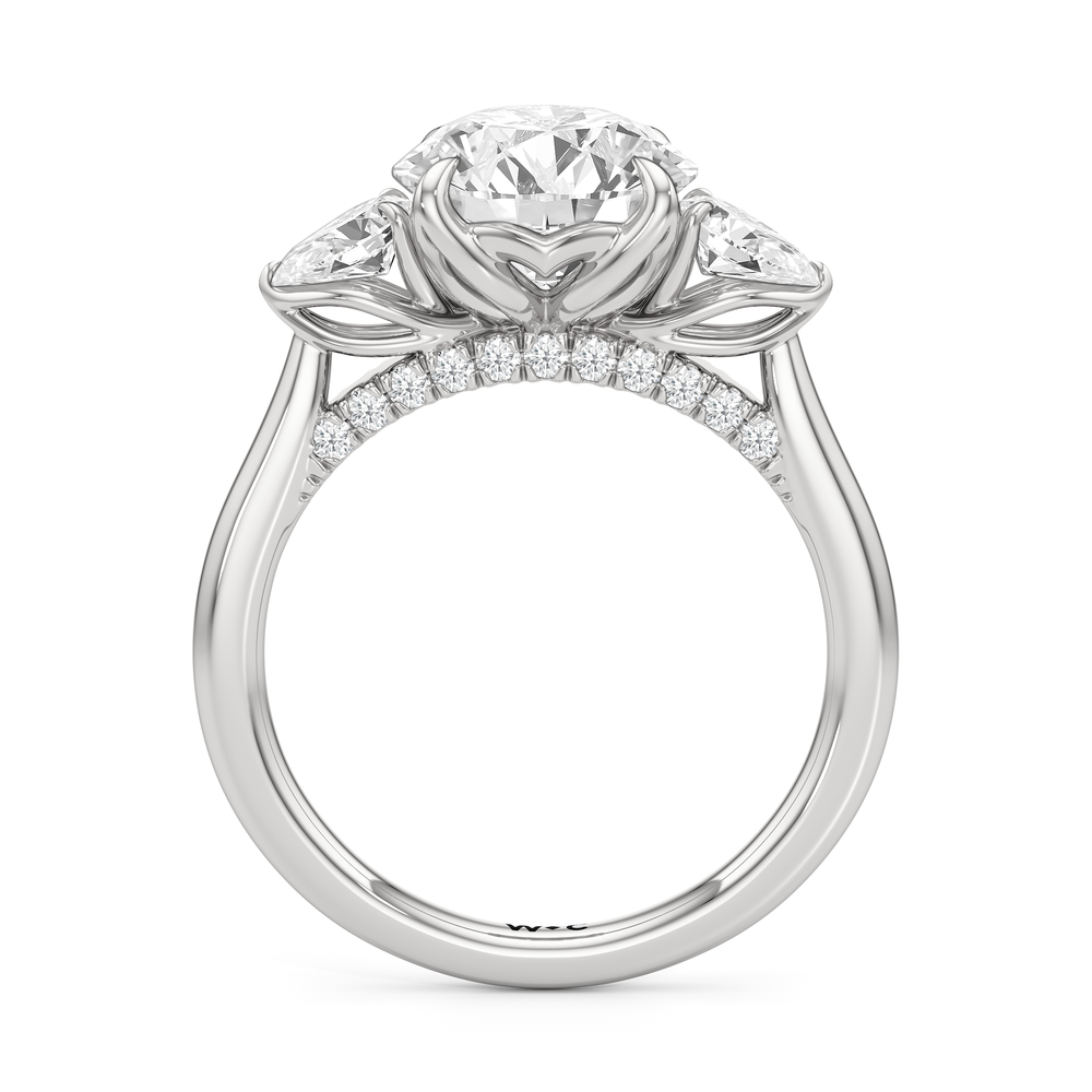 The Tulip Trilogy Ring with Round Cut Diamond in 14KT Platinum view 3
