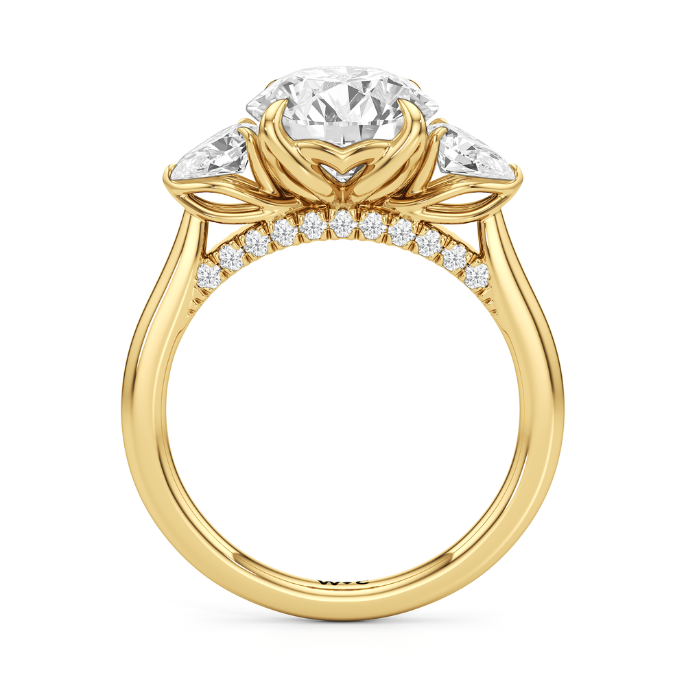 The Tulip Trilogy Ring with Round Cut Diamond in 14KT Yellow Gold view 3
