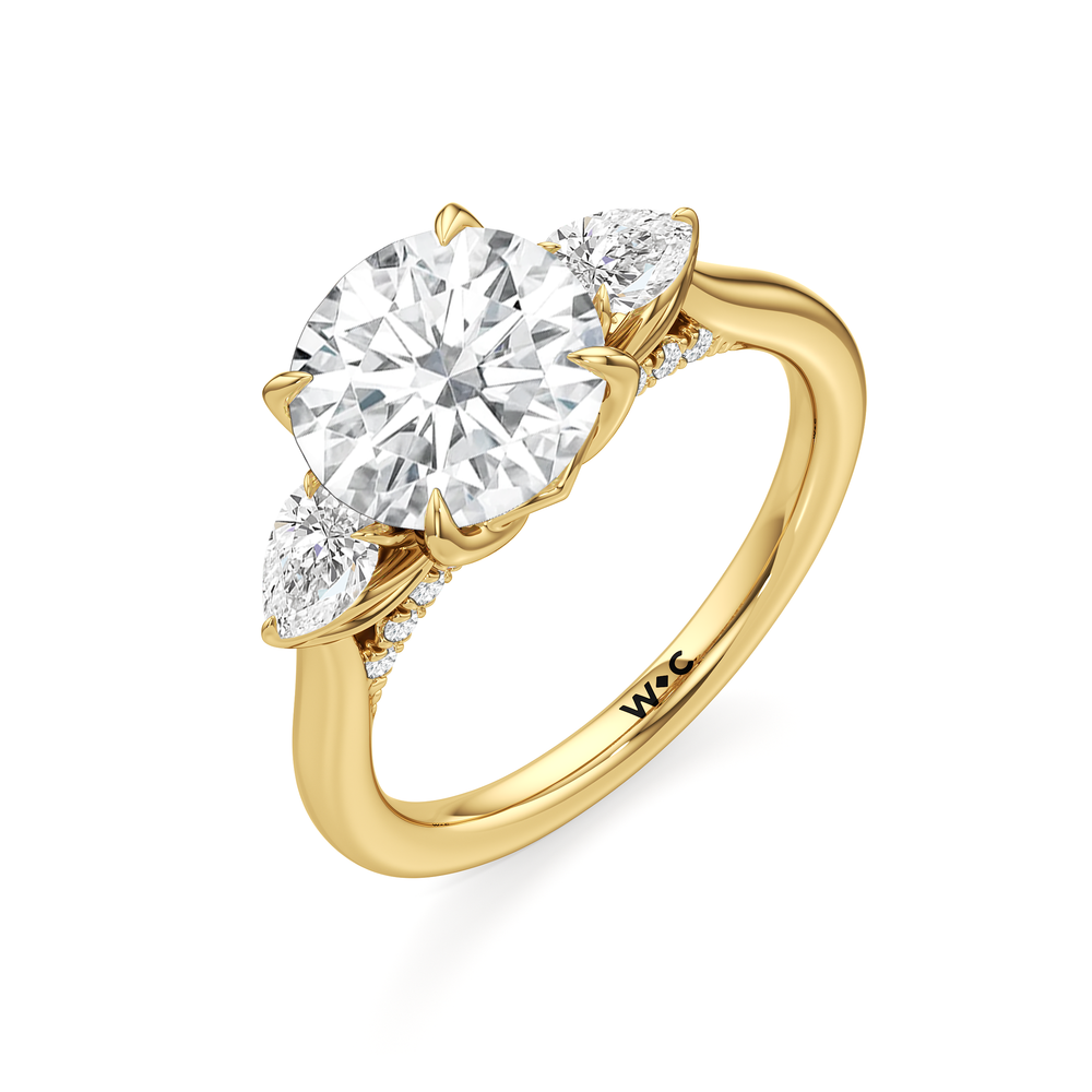 The Tulip Trilogy Ring with Round Cut Diamond in 14KT Yellow Gold view 4
