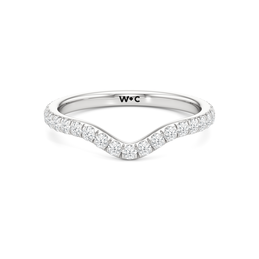 The Tulip Grande Diamond Wedding Band with Platinum Cut Diamond in 14KT Platinum view 1
