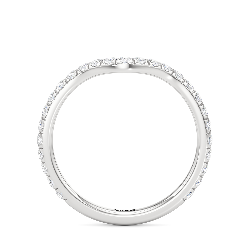 The Tulip Grande Diamond Wedding Band with Platinum Cut Diamond in 14KT Platinum view 2
