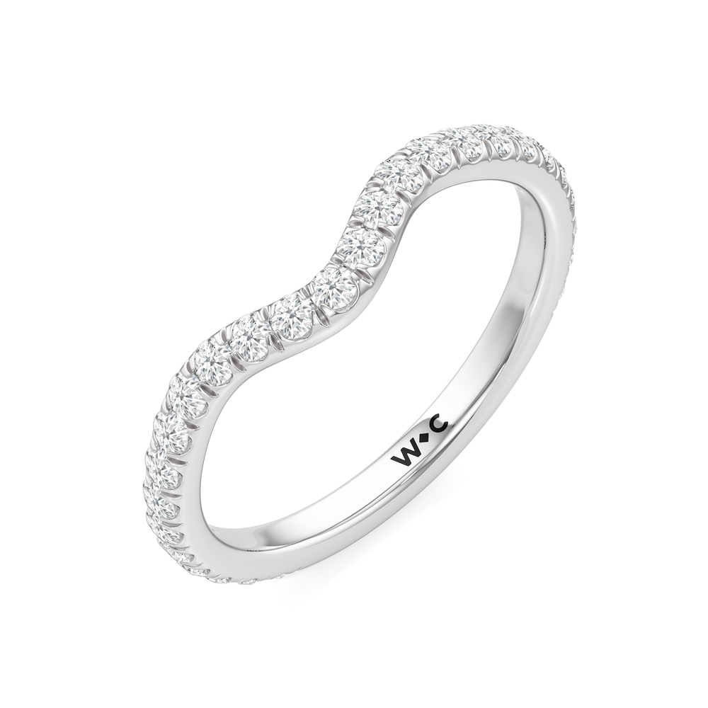 The Tulip Grande Diamond Wedding Band with Platinum Cut Diamond in 14KT Platinum view 4
