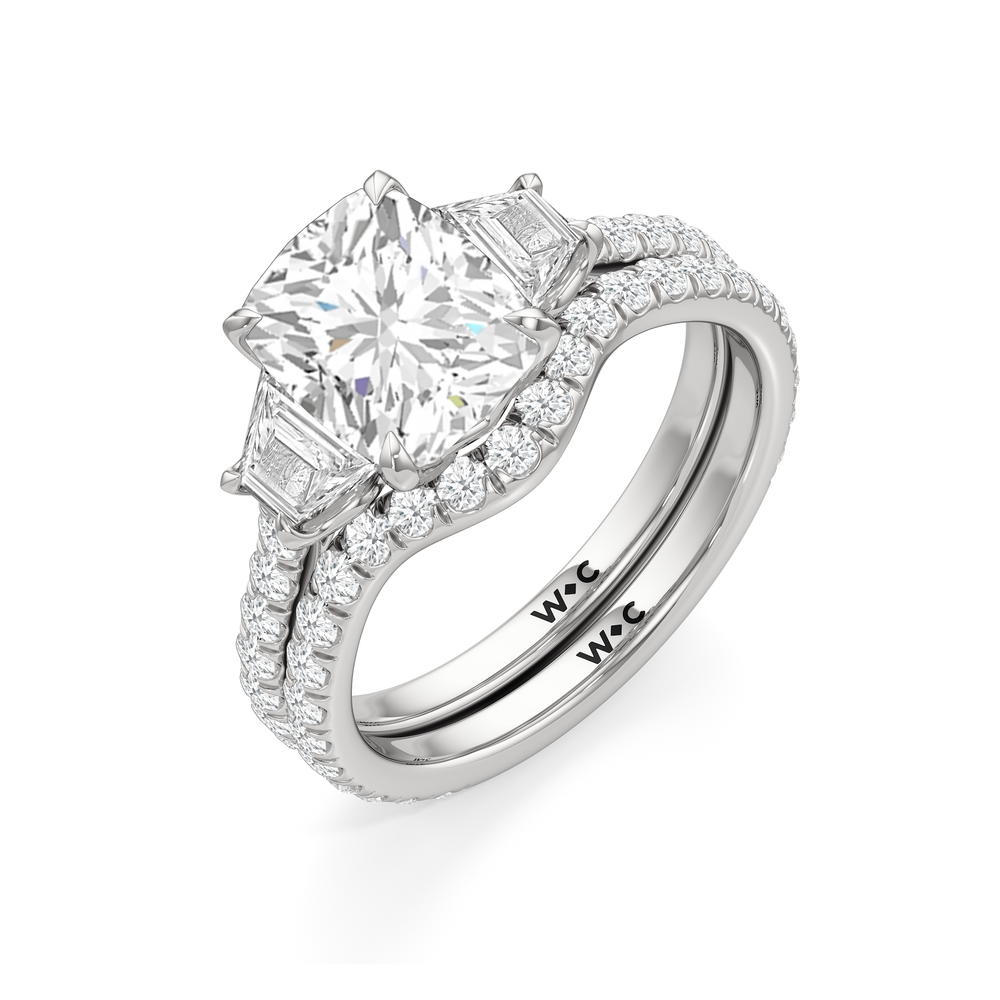 The Tulip Grande Diamond Wedding Band with Platinum Cut Diamond in 14KT Platinum view 3
