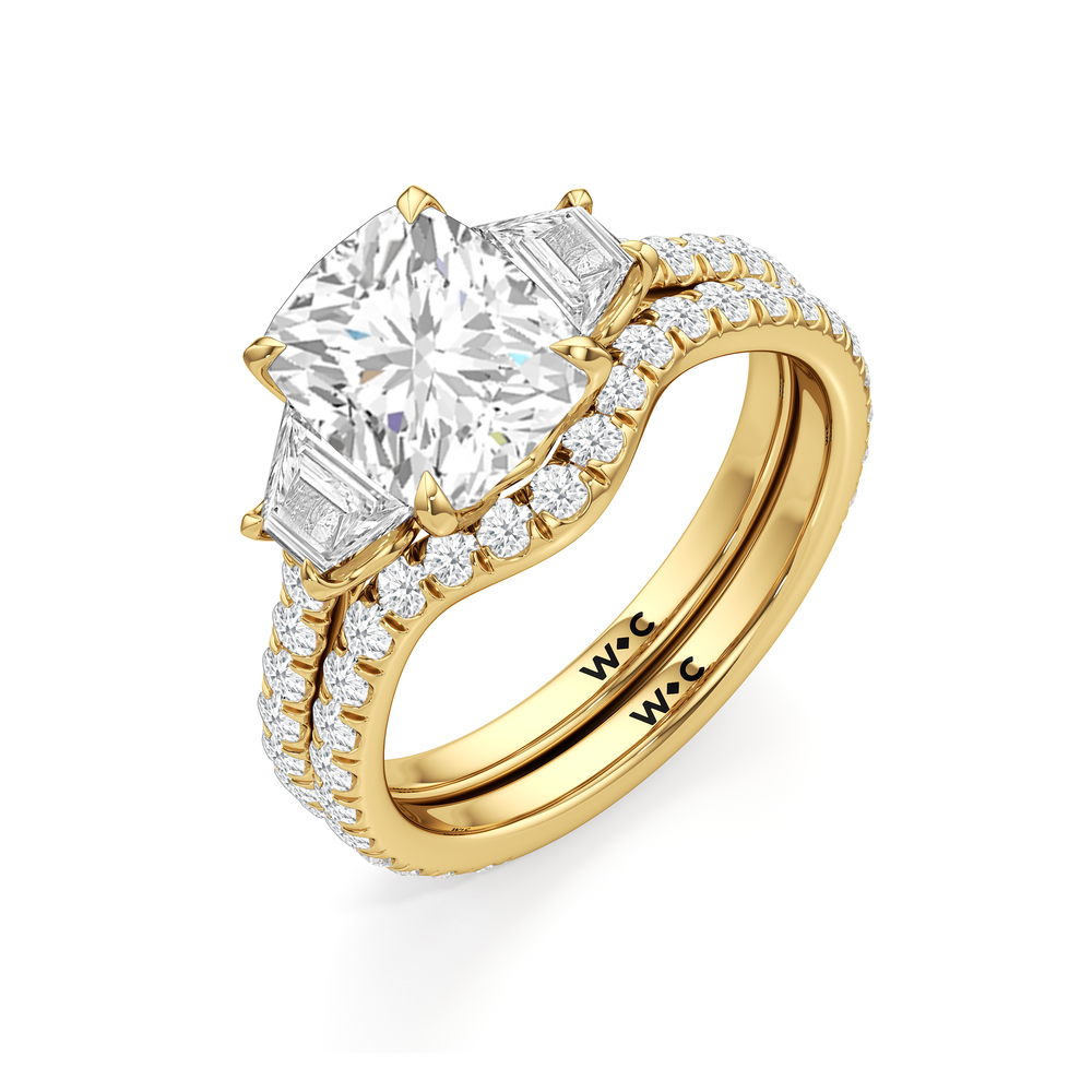 The Tulip Grande Diamond Wedding Band with 18KT Yellow Gold Cut Diamond in 14KT Yellow Gold view 3
