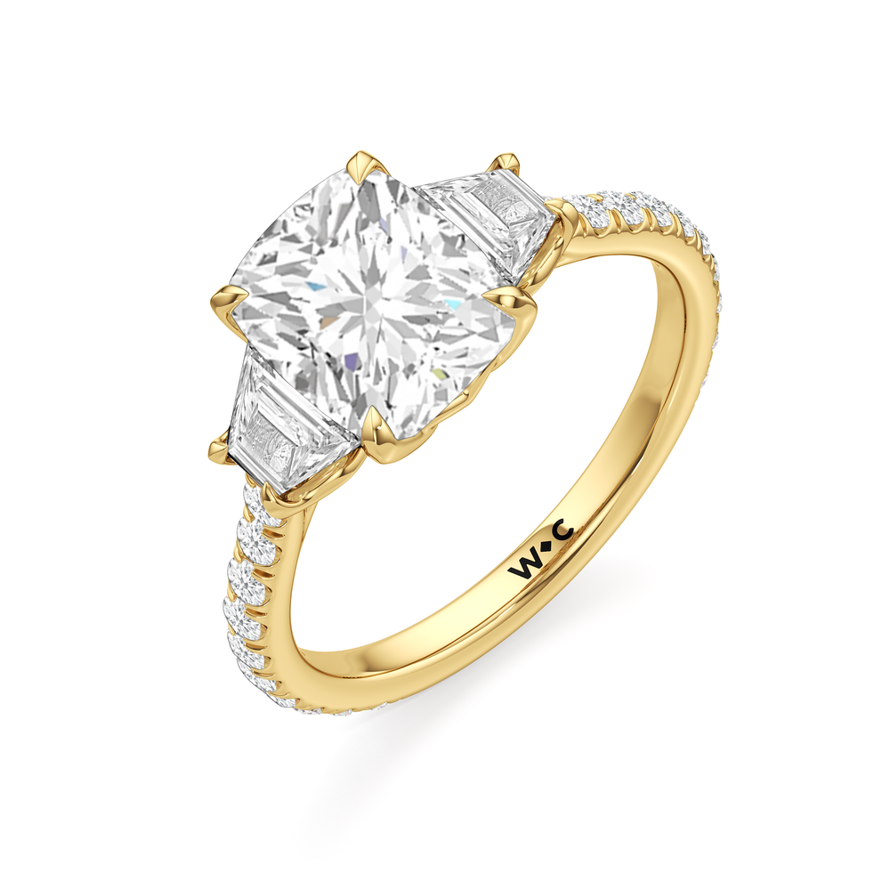 The Tulip Grande Ring with Elongated Cushion Cut Diamond in 14KT Yellow Gold view 5
