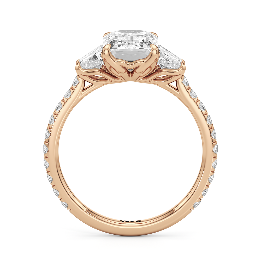 The Tulip Grande Ring with Emerald Cut Diamond in 14KT Rose Gold view 4
