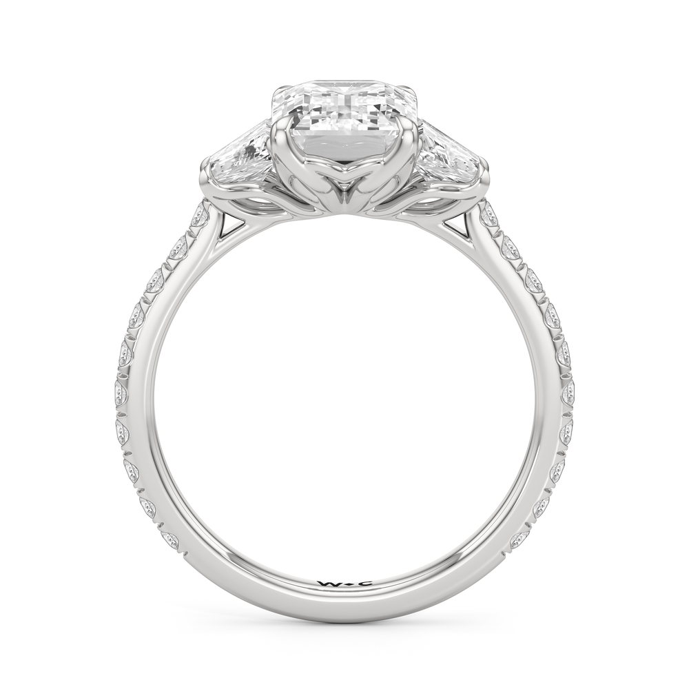 The Tulip Grande Ring with Emerald Cut Diamond in 14KT Platinum view 4
