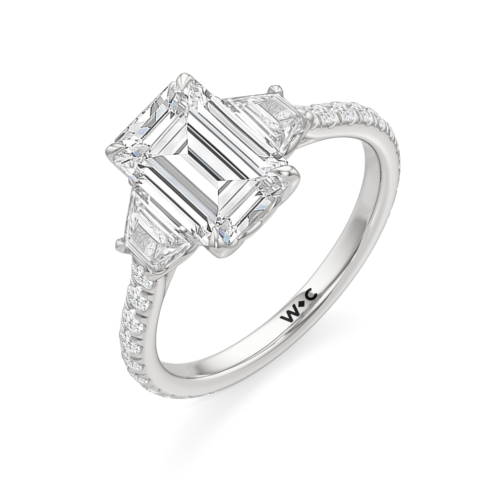 The Tulip Grande Ring with Emerald Cut Diamond in 14KT Platinum view 5

