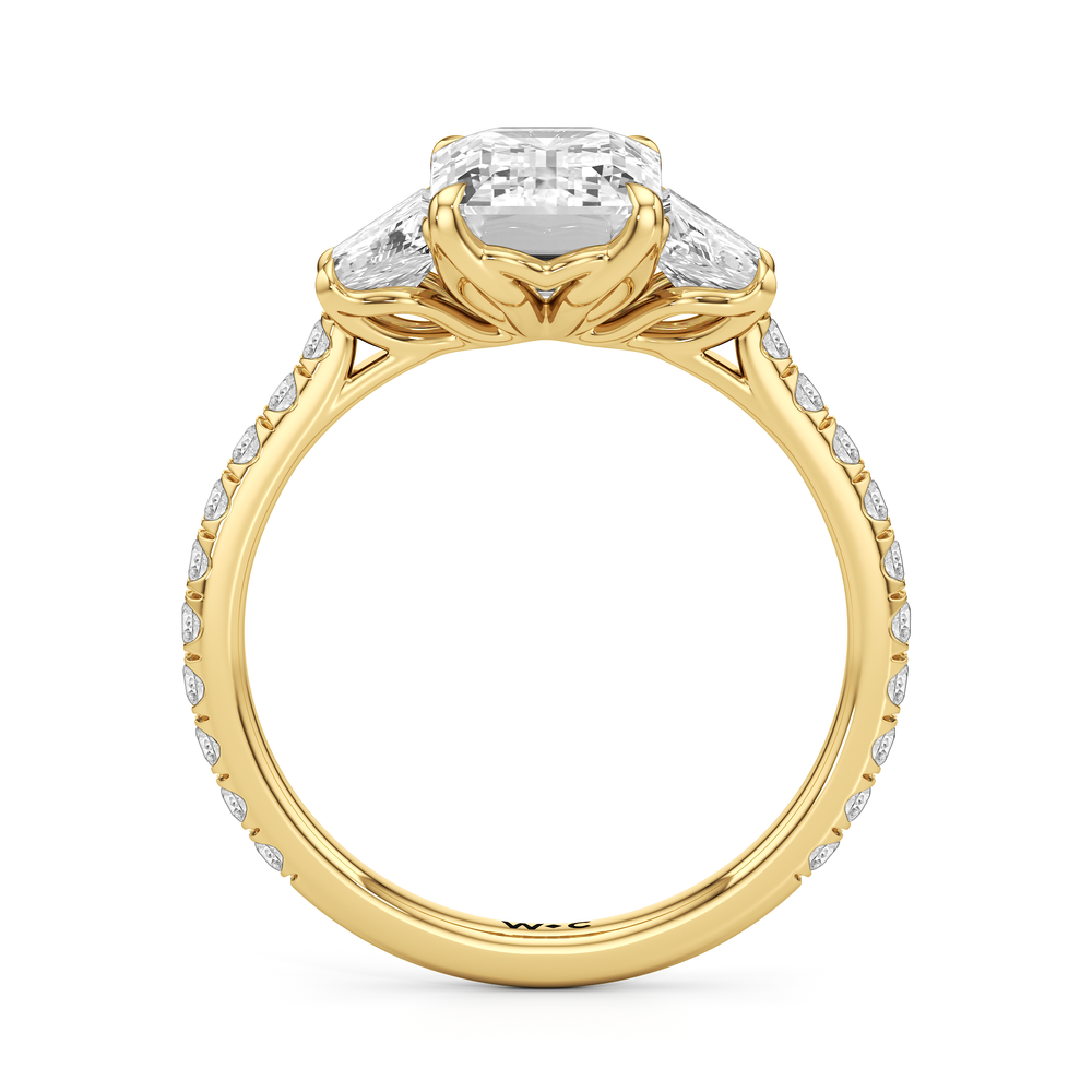 The Tulip Grande Ring with Emerald Cut Diamond in 14KT Yellow Gold view 4
