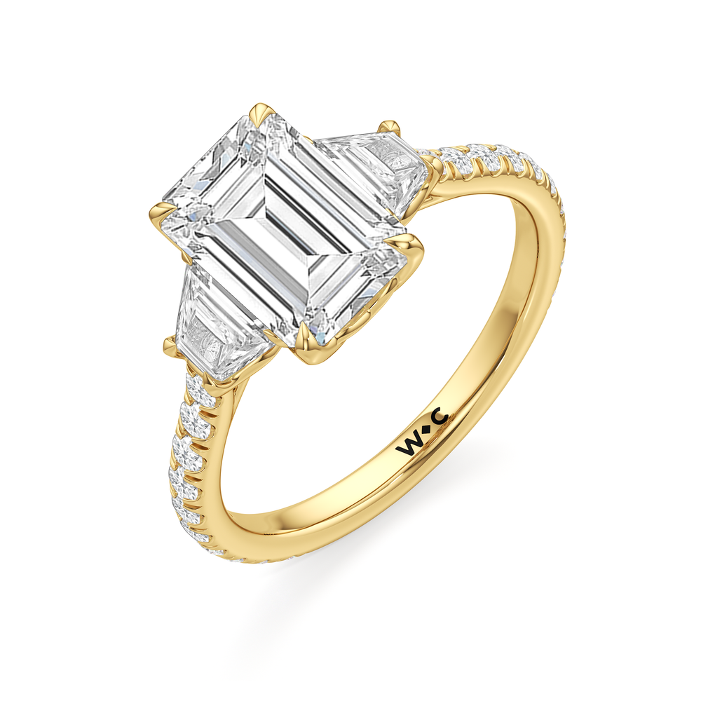 The Tulip Grande Ring with Emerald Cut Diamond in 14KT Yellow Gold view 5
