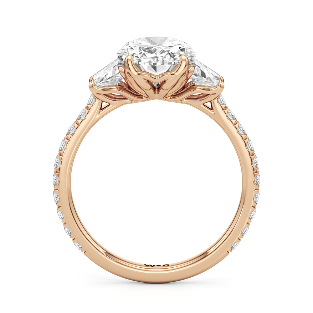 The Tulip Grande Ring with Oval Cut Diamond in 14KT Rose Gold view 4
