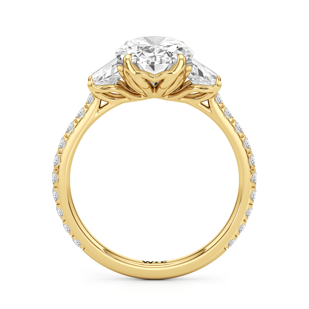 The Tulip Grande Ring with Oval Cut Diamond in 14KT Yellow Gold view 4

