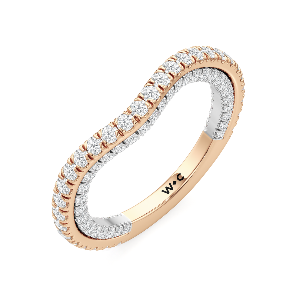 The W Crest Diamond Wedding Band with 18KT Rose Gold & Platinum Cut Diamond in 14KT Rose Gold & Platinum view 7
