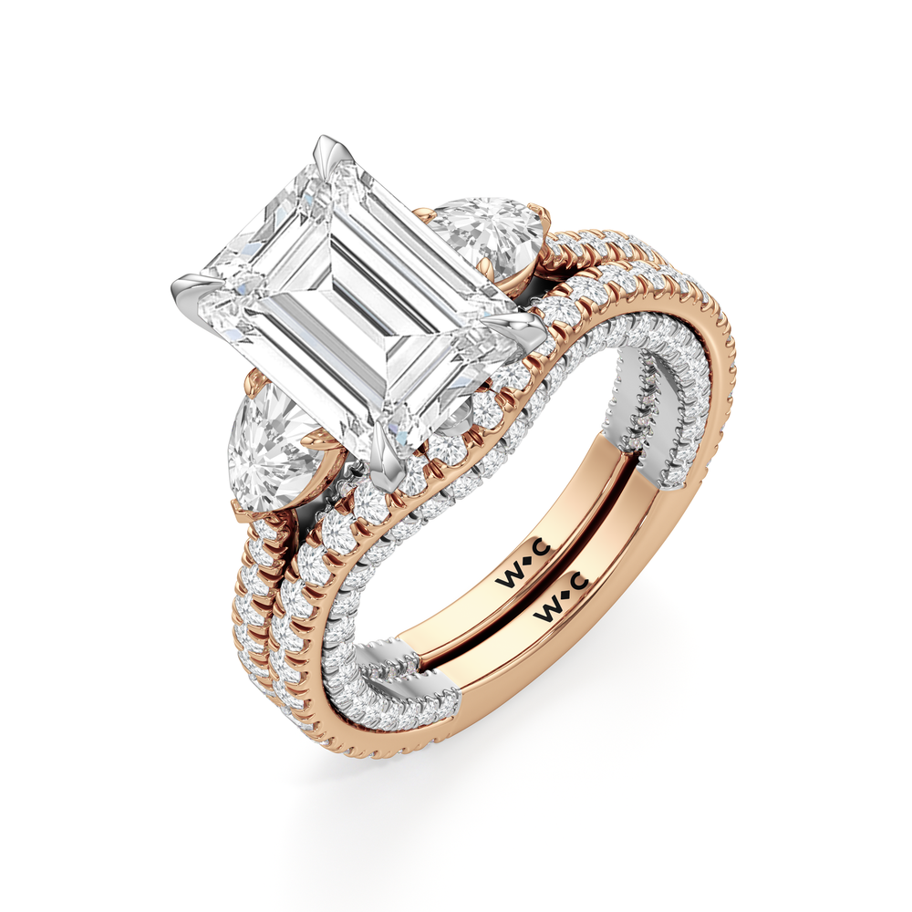 The W Crest Engagement Ring with Oval Cut Diamond in 14KT Rose Gold & Platinum view 8
