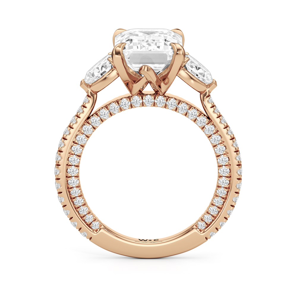 The W Crest Engagement Ring with Emerald Cut Diamond in 14KT Rose Gold view 6
