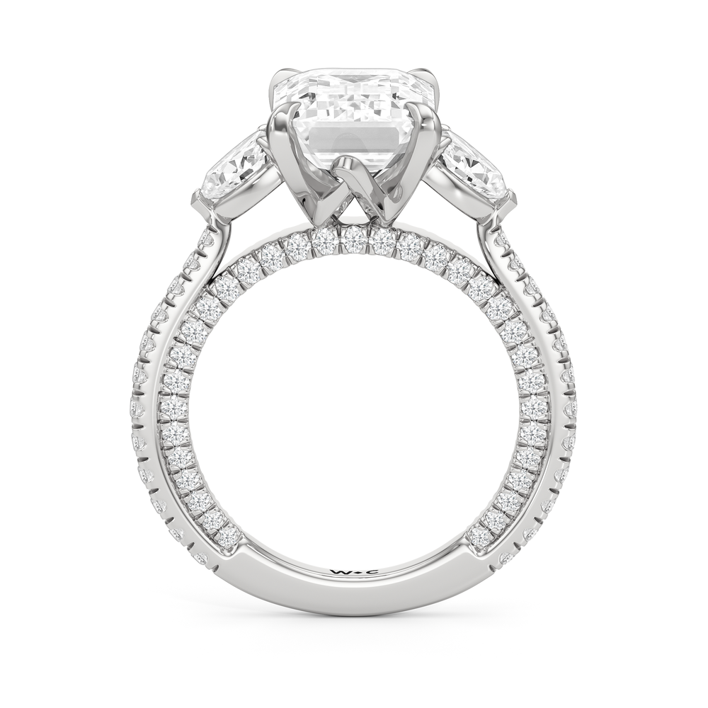 The W Crest Engagement Ring with Emerald Cut Diamond in 14KT Platinum view 6
