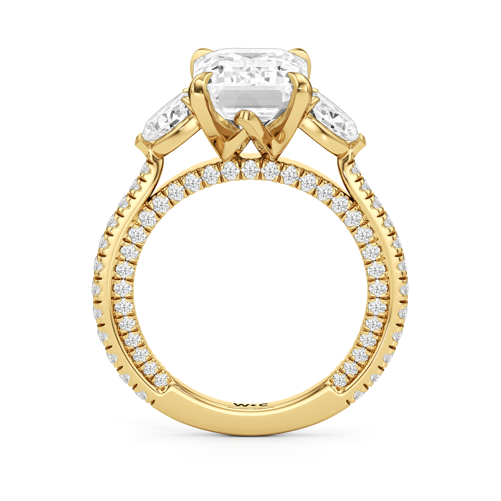 The W Crest Engagement Ring with Emerald Cut Diamond in 14KT Yellow Gold view 6
