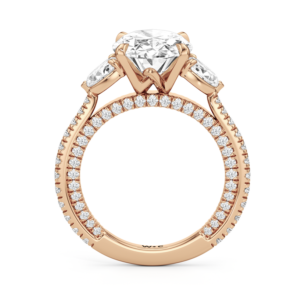 The W Crest Engagement Ring with Oval Cut Diamond in 14KT Rose Gold view 6
