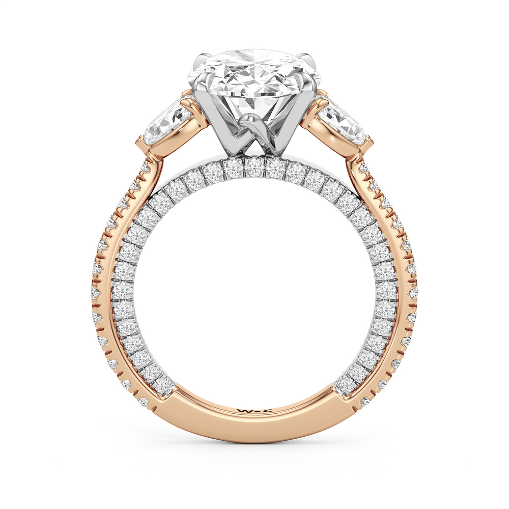 The W Crest Engagement Ring with Oval Cut Diamond in 14KT Rose Gold & Platinum view 6
