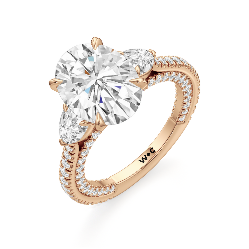 The W Crest Engagement Ring with Oval Cut Diamond in 14KT Rose Gold view 7
