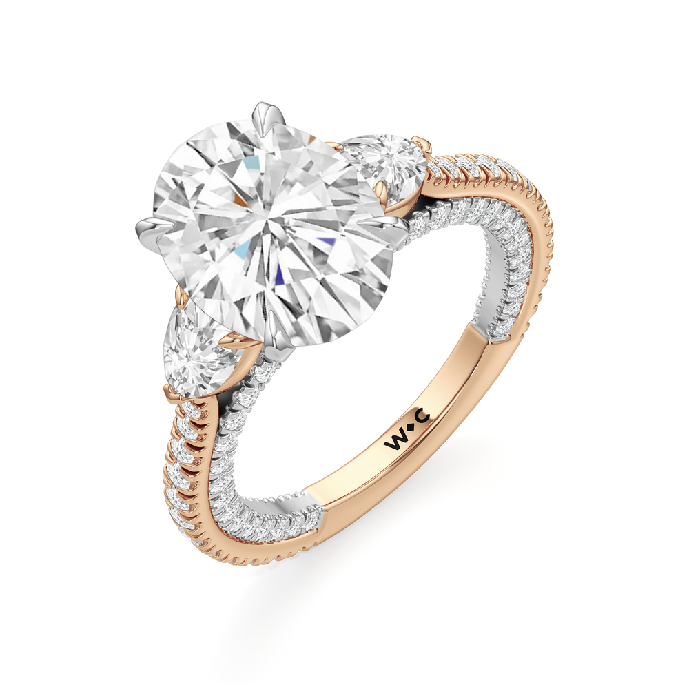 The W Crest Engagement Ring with Oval Cut Diamond in 14KT Rose Gold & Platinum view 7
