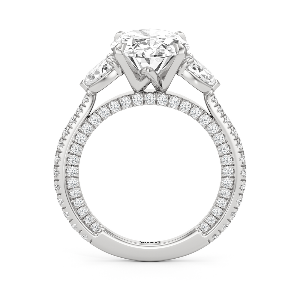 The W Crest Engagement Ring with Oval Cut Diamond in 14KT Platinum view 6
