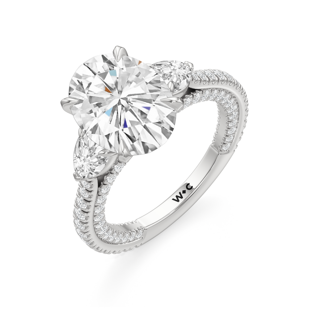 The W Crest Engagement Ring with Oval Cut Diamond in 14KT Platinum view 7
