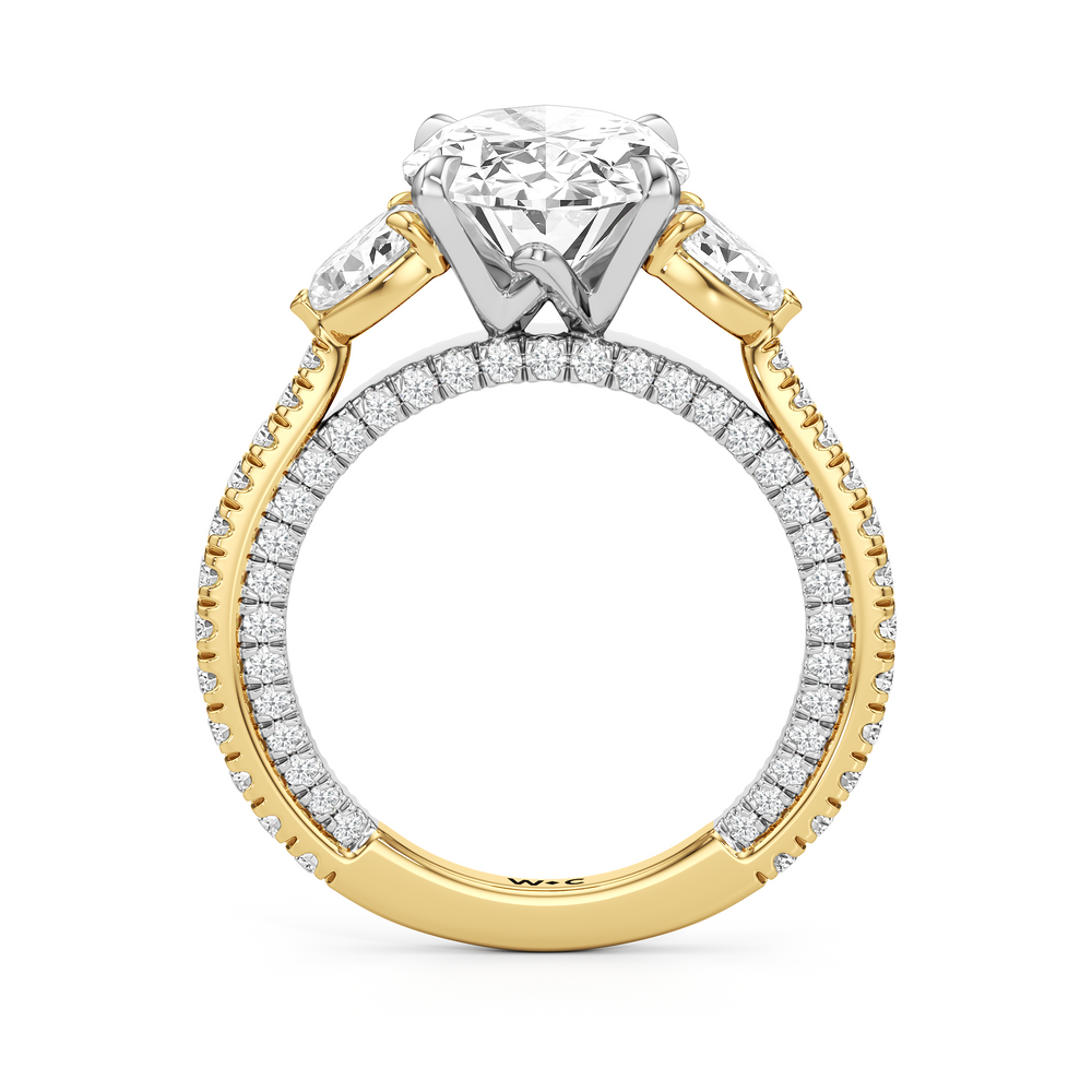 The W Crest Engagement Ring with Oval Cut Diamond in 14KT Yellow Gold & Platinum view 6
