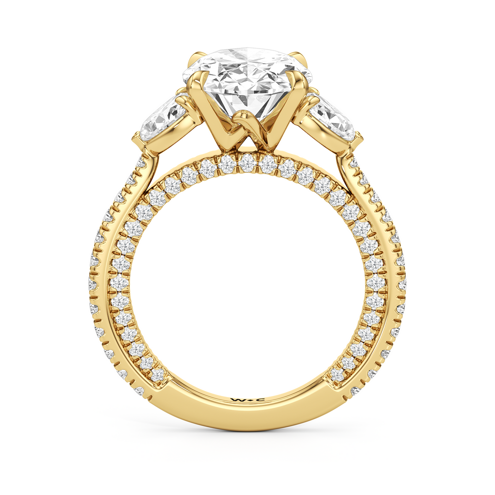 The W Crest Engagement Ring with Oval Cut Diamond in 14KT Yellow Gold view 6
