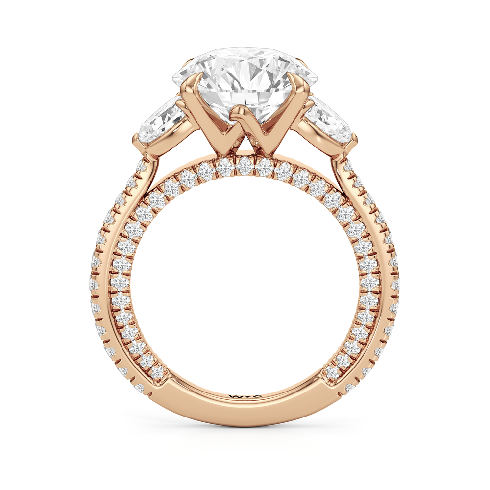 The W Crest Engagement Ring with Round Cut Diamond in 14KT Rose Gold view 6
